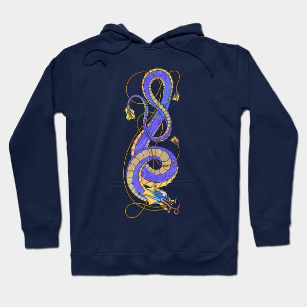 Nordic-Asian Blue Dragon Hoodie by Art of Arklin